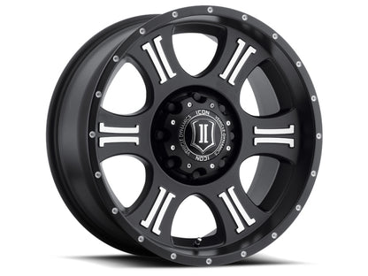 ICON Shield 20x9 5x150 16mm Offset 5.625in BS 110.1mm Bore Satin Black/Machined Wheel-LTW Motorsports