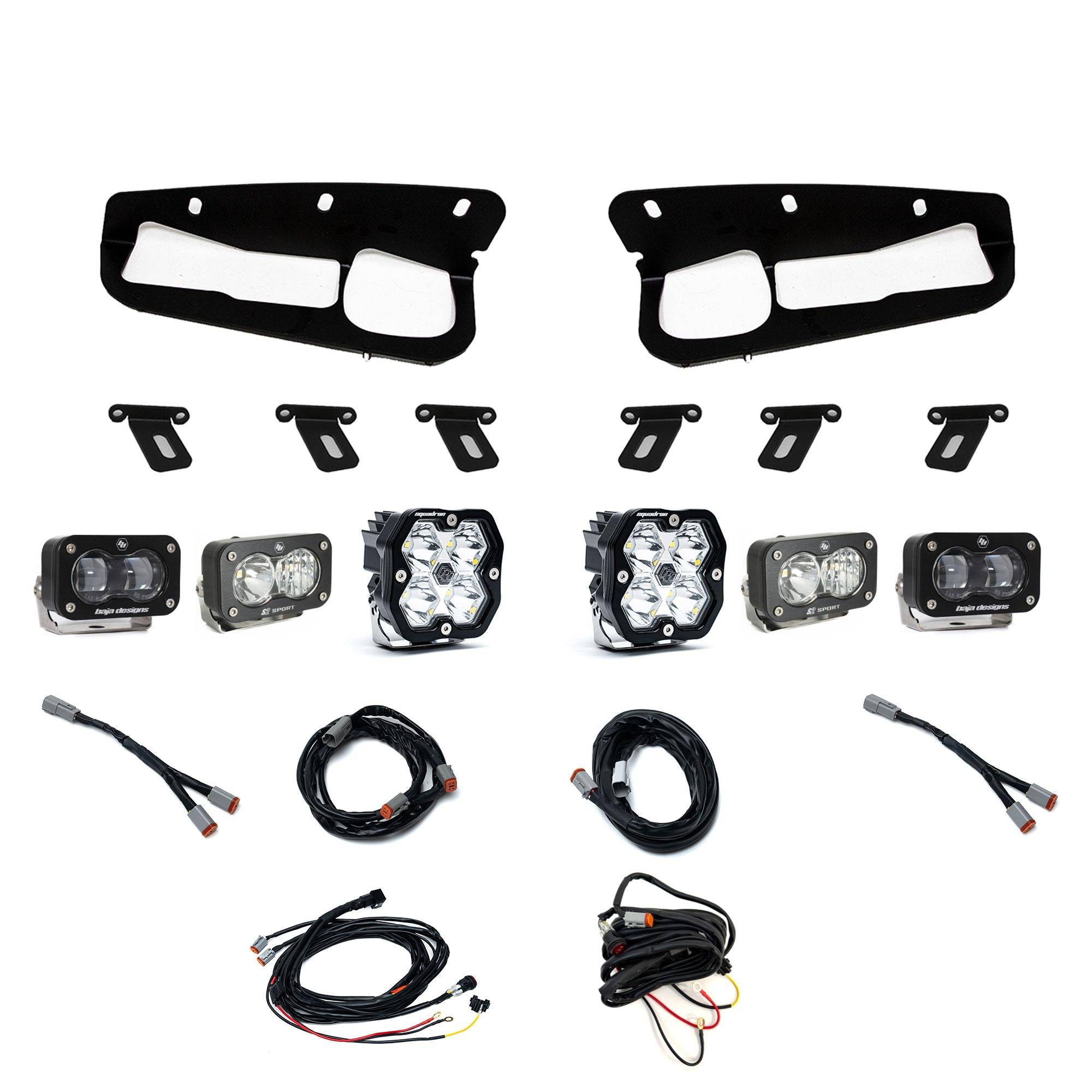 Squadron 2.0 Sport/S2 Sport/S2 Sae Sportman Fog Pocket Light Kit Ford 2021-27 Bronco 2022-24 Bronco Raptor w/ Steel Bumper Clear Toggle Baja Designs