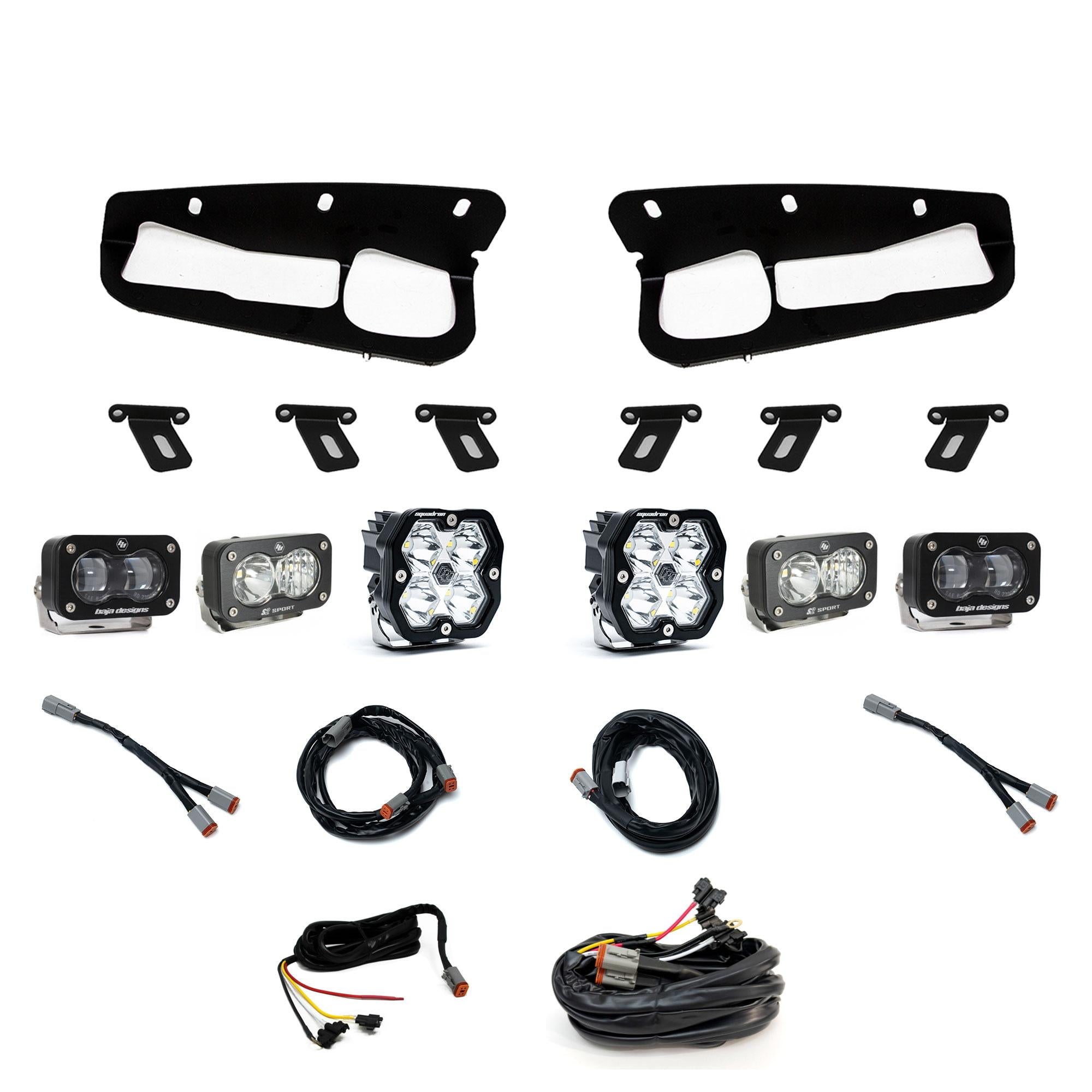 Squadron 2.0 Sport/S2 Sport/S2 Sae Sportman Fog Pocket Light Kit Ford 2021-27 Bronco 2022-24 Bronco Raptor w/ Steel Bumper Clear Upfitter Baja Designs