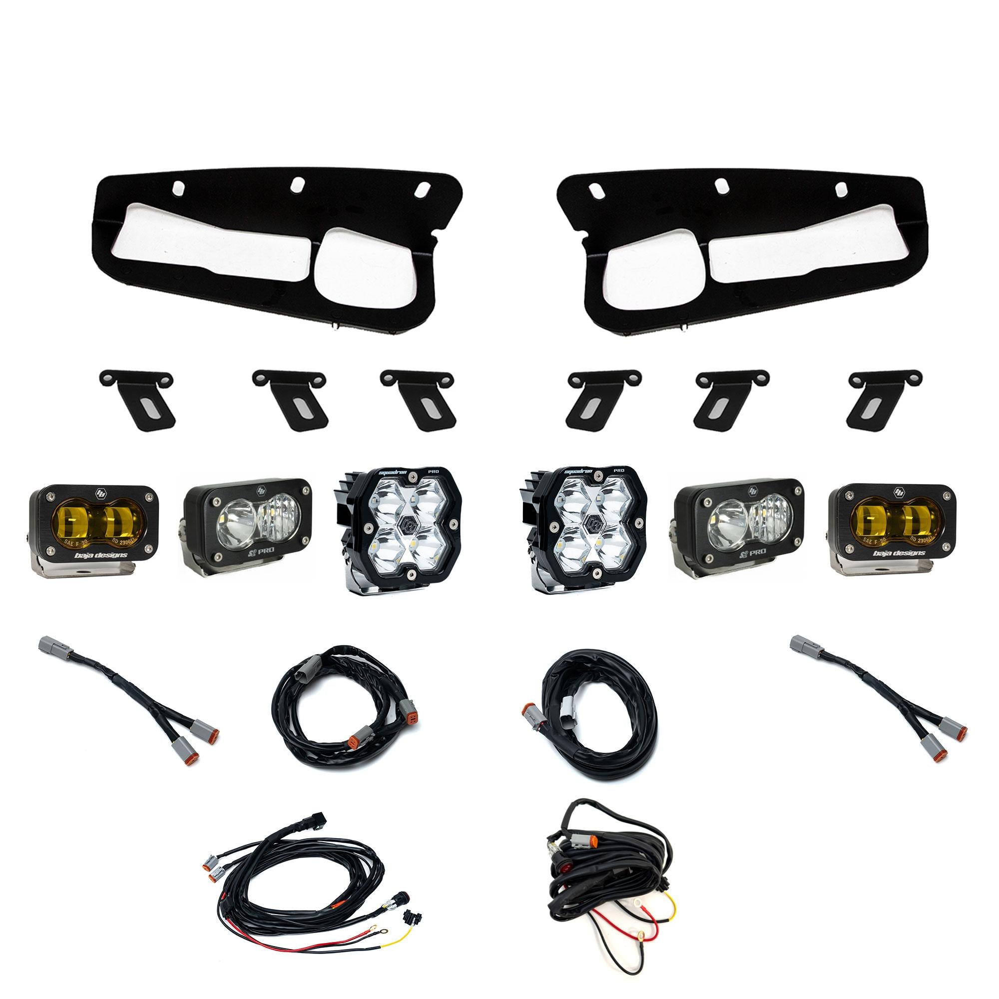 Squadron 2.0 Pro/S2 Pro/S2 Sae Pro Fog Pocket Light Kit Ford 2021-27 Bronco 2022-24 Bronco Raptor w/ Steel Bumper Baja Amber Toggle Baja Designs