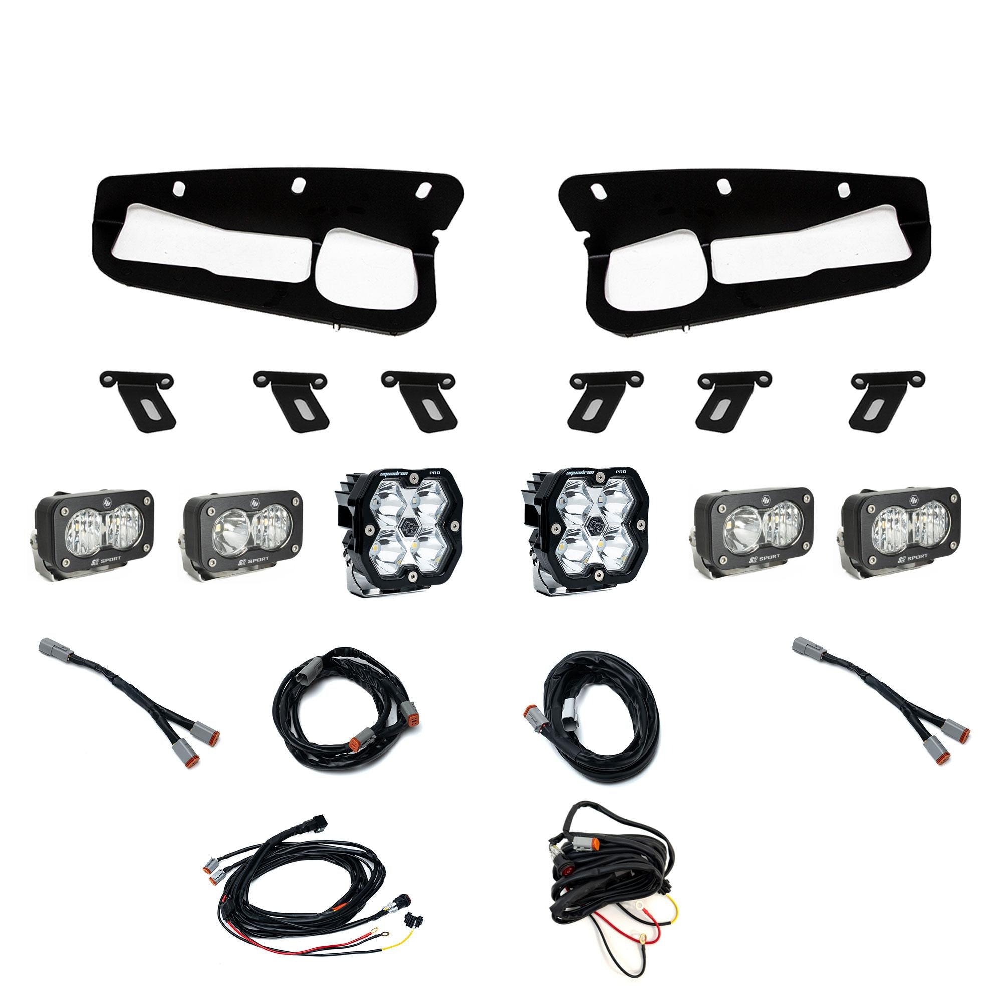 Squadron 2.0 Pro/Dual S2 Sport Fog Pocket Light Kit Ford 2021-27 Bronco 2022-24 Bronco Raptor w/ Steel Bumper Toggle Baja Designs