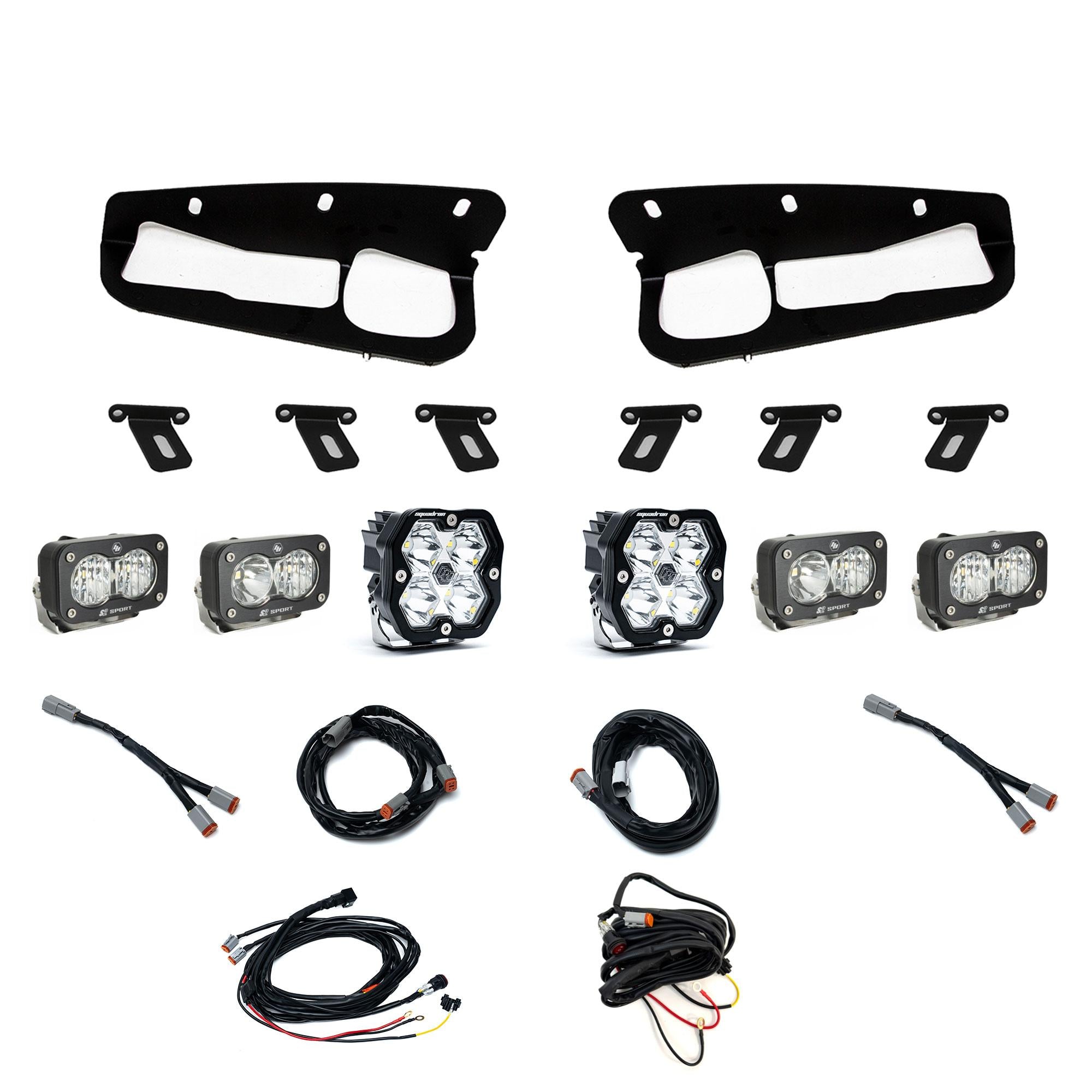 Squadron 2.0 Sport/Dual S2 Sport Sportmen Fog Pocket Light Kit Ford 2021-27 Bronco 2022-24 Bronco Raptor w/ Steel Bumper Toggle Baja Designs