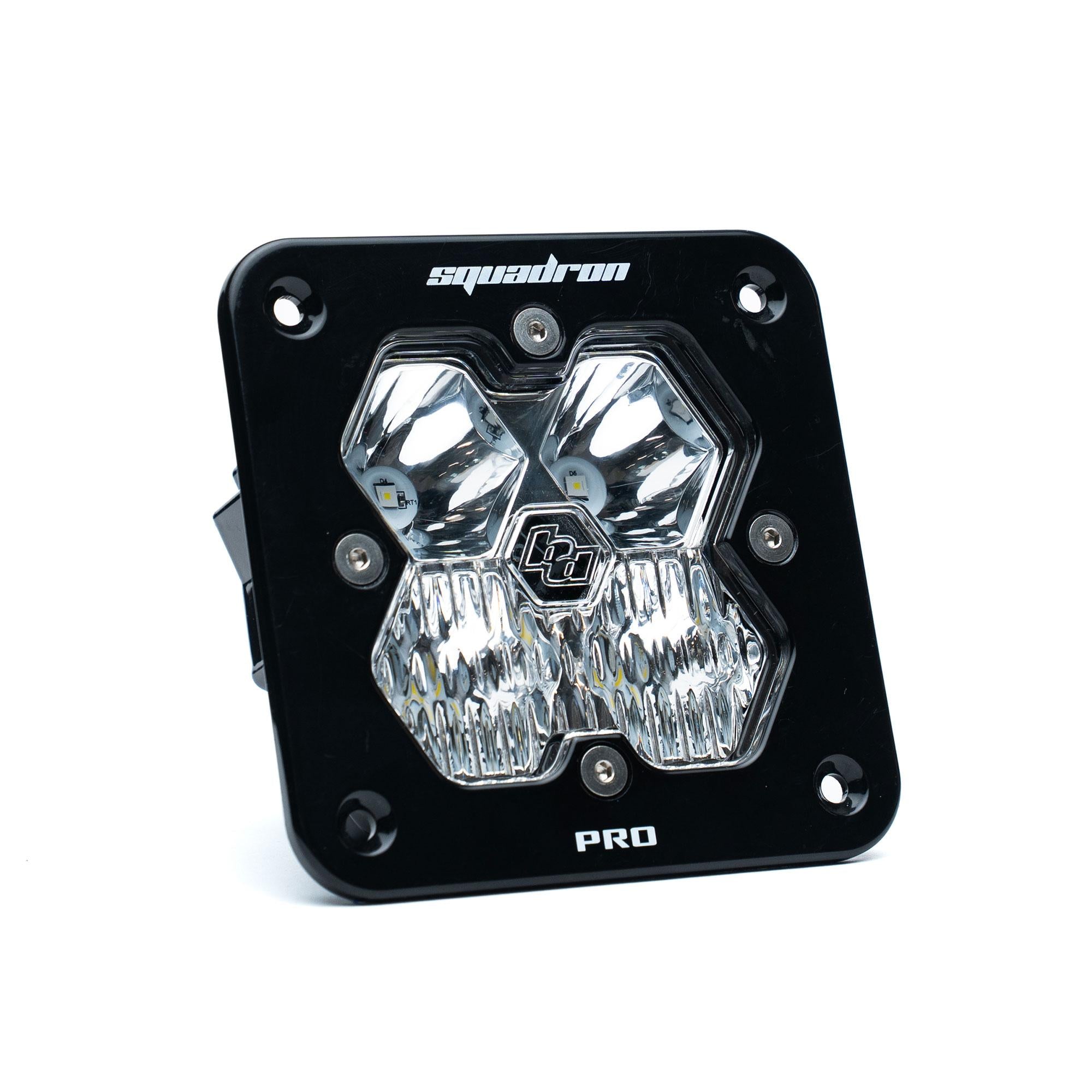 Squadron 2.0 Pro Black Flush Mount LED Auxiliary Light Pod Universal Clear Driving/Combo Baja Designs