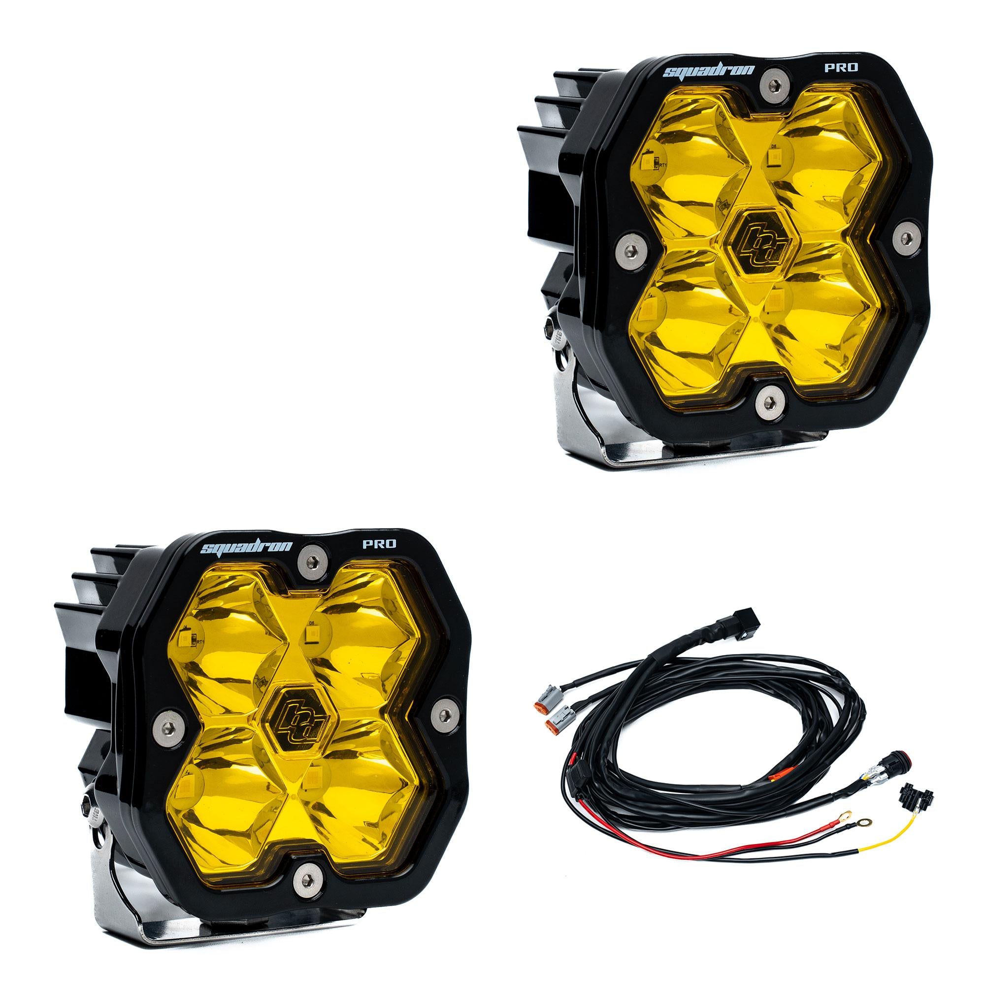 Squadron 2.0 Pro Black LED Auxiliary Light Pod Pair Universal Baja Amber Spot Baja Designs