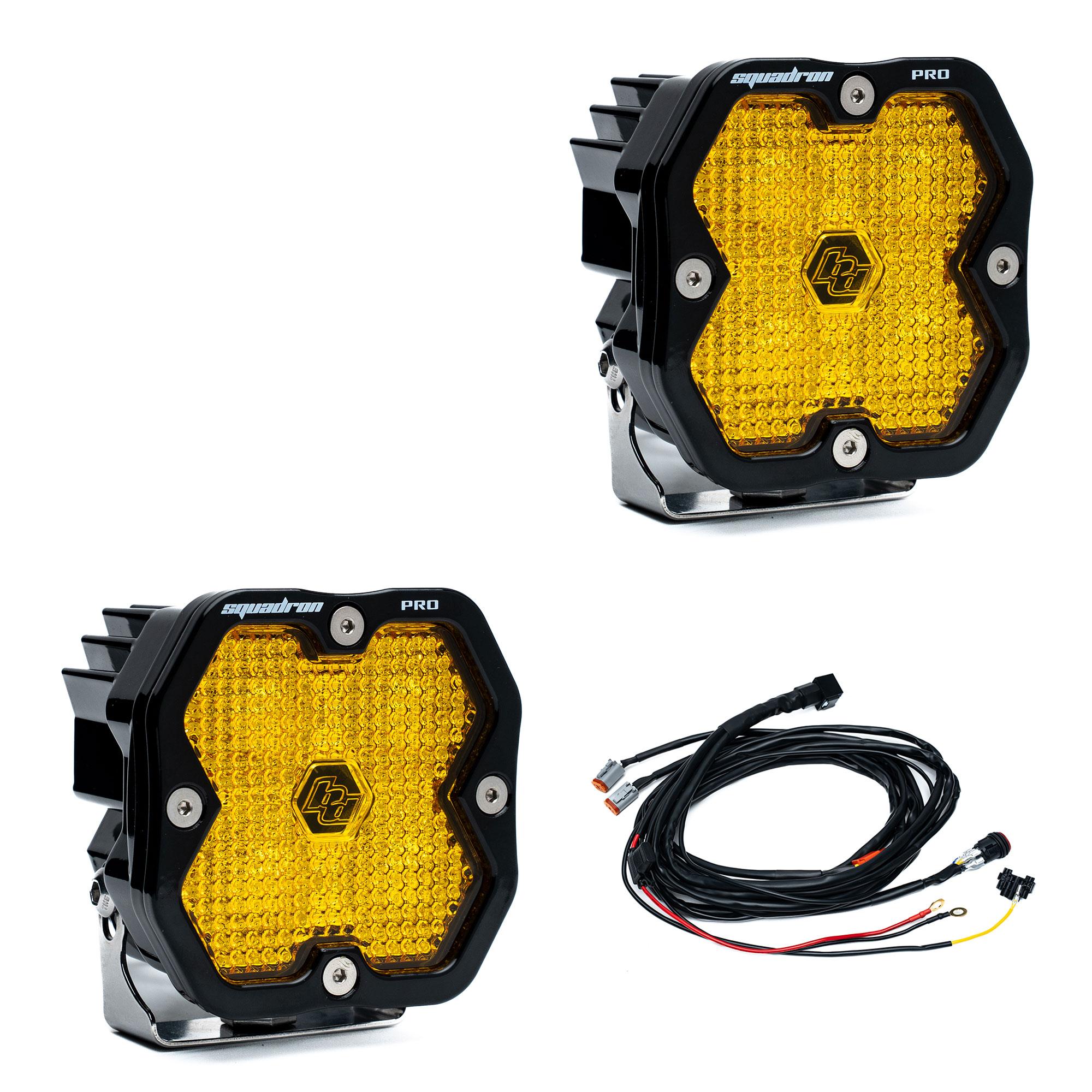 Squadron 2.0 Pro Black LED Auxiliary Light Pod Pair Universal Baja Amber Work/Scene Baja Designs