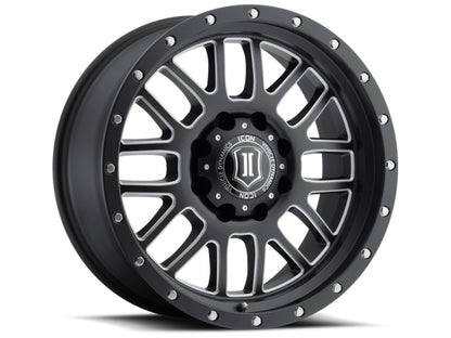 ICON Alpha 20x9 5x150 16mm Offset 5.625in BS 110.1mm Bore Satin Black/Milled Windows Wheel-LTW Motorsports