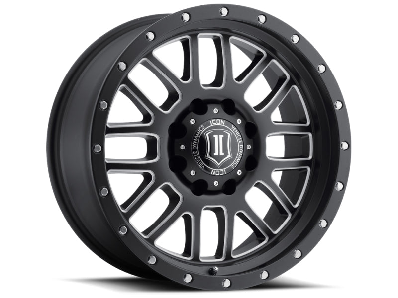 ICON Alpha 20x9 8x180 12mm Offset 5.5in BS 125.2mm Bore Satin Black/Milled Windows Wheel-LTW Motorsports