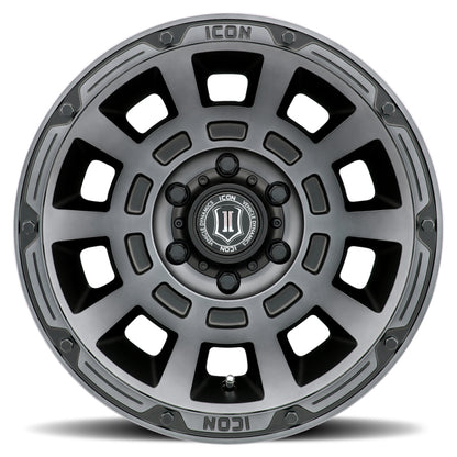ICON Thrust 17x8.5 5x4.5 0mm Offset 4.75in BS Smoked Satin Black Tint Wheel-LTW Motorsports