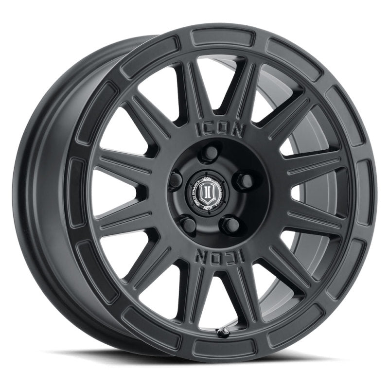 ICON Ricochet 15x7 5x100 15mm Offset 4.6in BS 56.1mm Bore Satin Black Wheel-LTW Motorsports