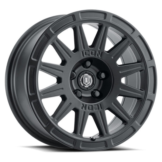 ICON Ricochet 15x7 5x100 15mm Offset 4.6in BS 56.1mm Bore Satin Black Wheel-LTW Motorsports