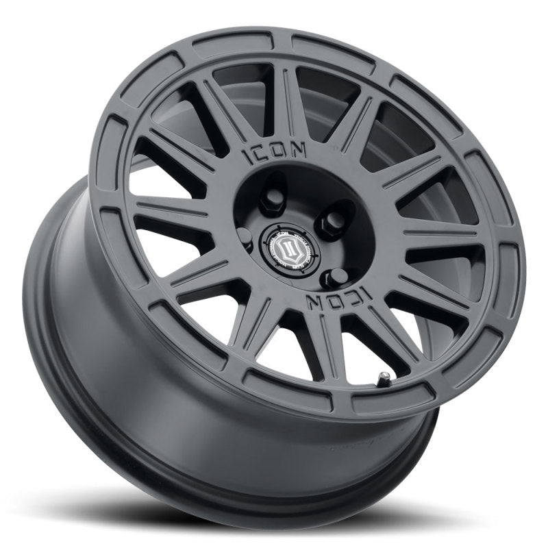 ICON Ricochet 15x7 5x100 15mm Offset 4.6in BS 56.1mm Bore Satin Black Wheel-LTW Motorsports