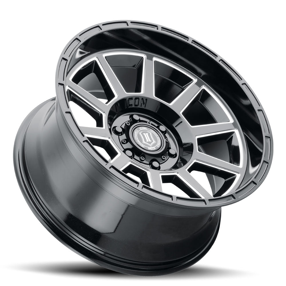 Recoil 20 X 10 / 5 X 150 -24MM Offset 4.5 Inch Back Space Gloss Black W/ Milled Windows, ICON Alloys