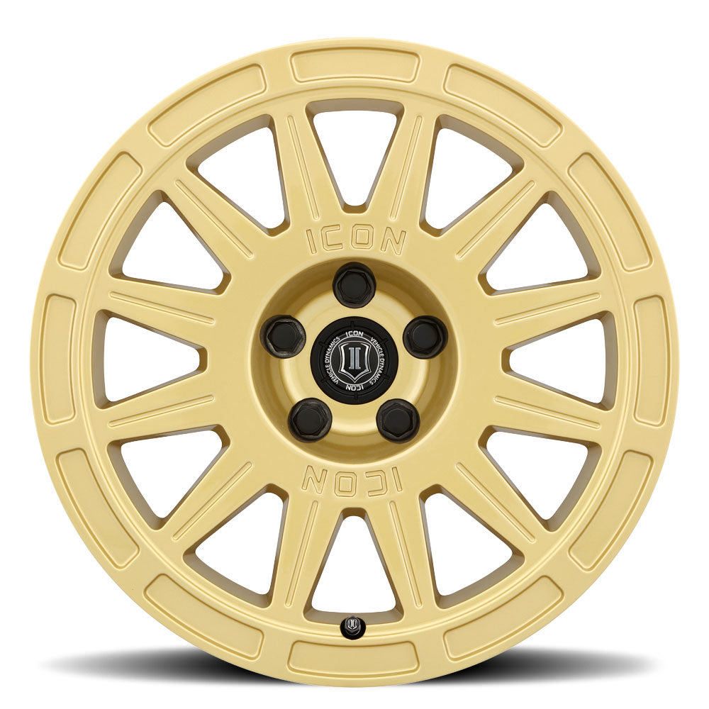 Ricochet 17 X 8 / 5 X 4.5 / 38 MM / 6 Inch Back Space Gloss Gold, ICON Alloys