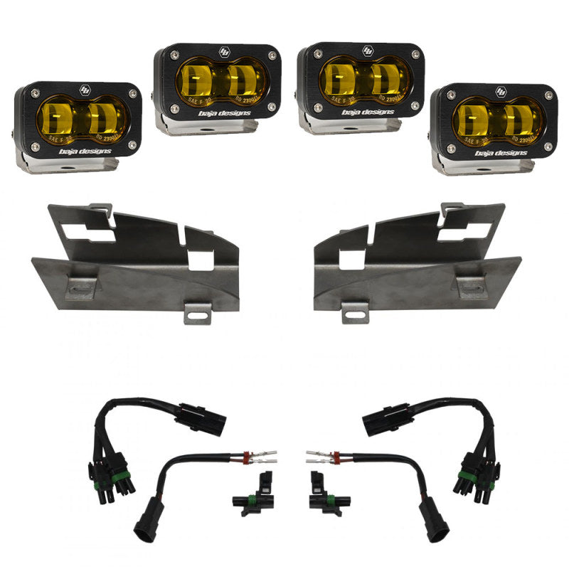 Baja Designs 19-22 Dodge RAM 1500 Rebel / 21-22 1500 TRX S2 SAE Dual Fog Pocket Light Kit - Amber-LTW Motorsports
