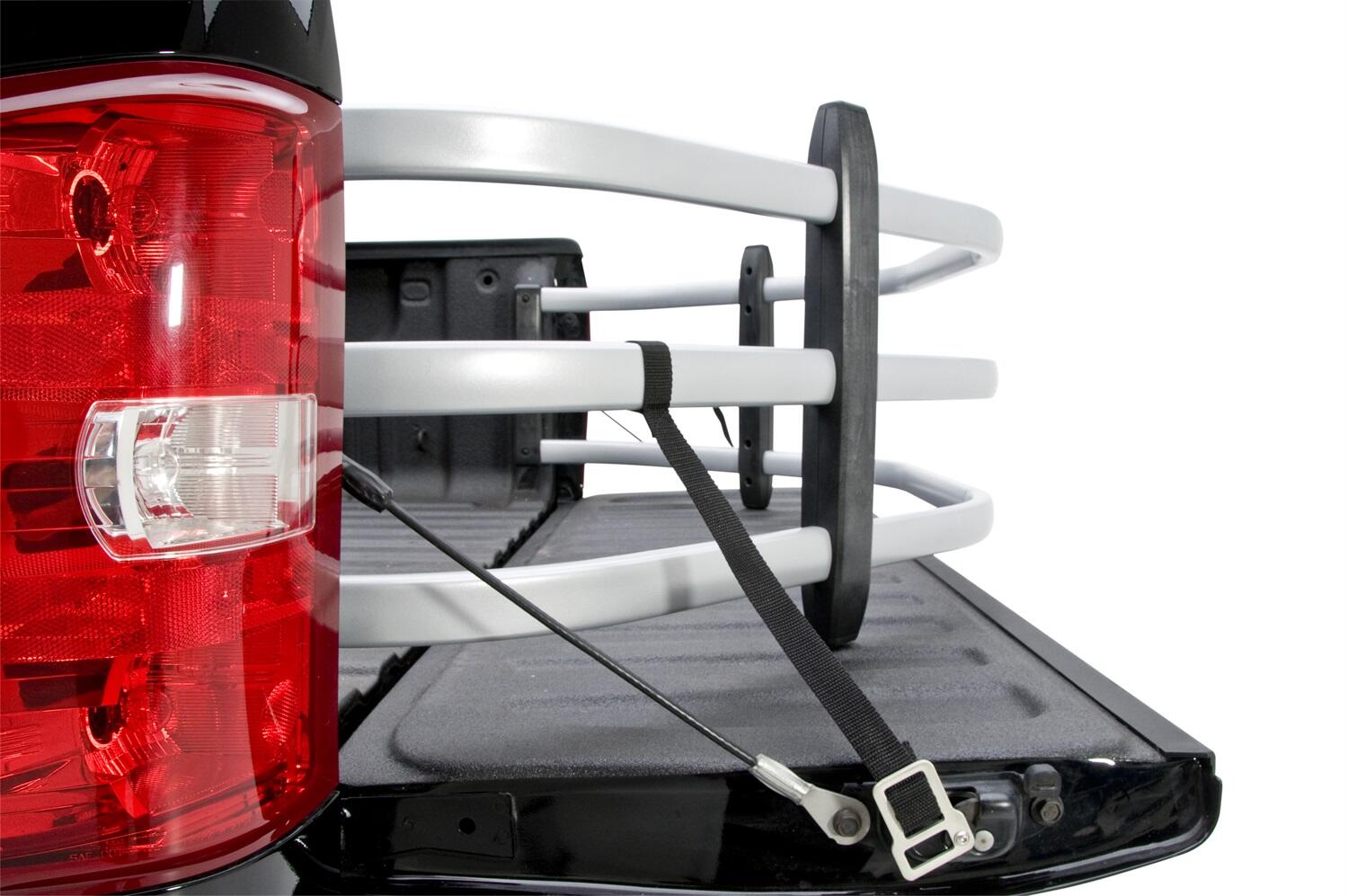 Silver BedXtender HD Tailgate Bed Extender Sport Truck Bed Extender For 2007-2018 Silverado/Sierra 1500 (Incl 2019 Silverado LD/Sierra Limited) 2007-2019 Silverado/Sierra 2500/3500 Standard Bed AMP Research