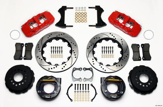 Wilwood AERO4 Rear P-Brake Kit 14.00in Drill Red Big Ford New Style 2.50in Offset-LTW Motorsports