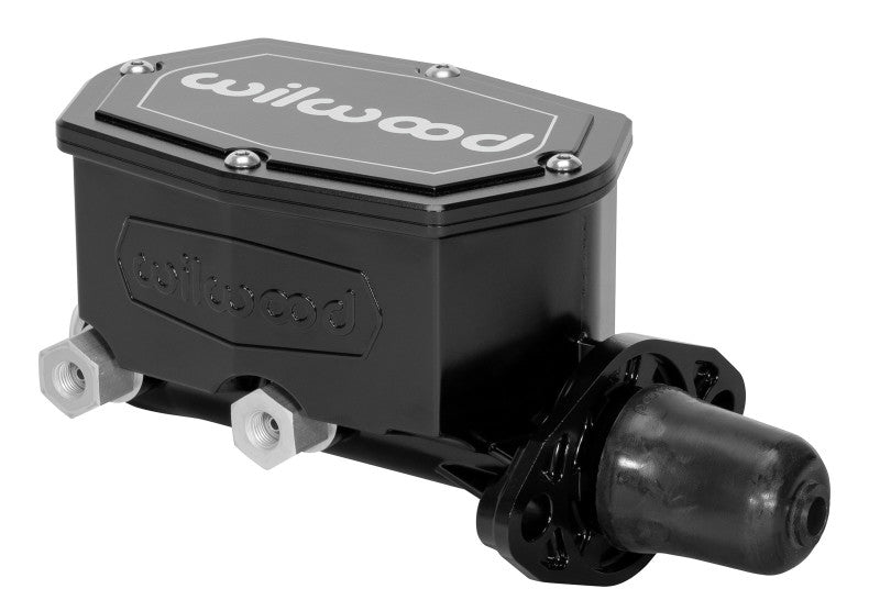Wilwood Compact Tandem Master Cylinder - 1.12in Bore - w/Pushrod (Black)-LTW Motorsports