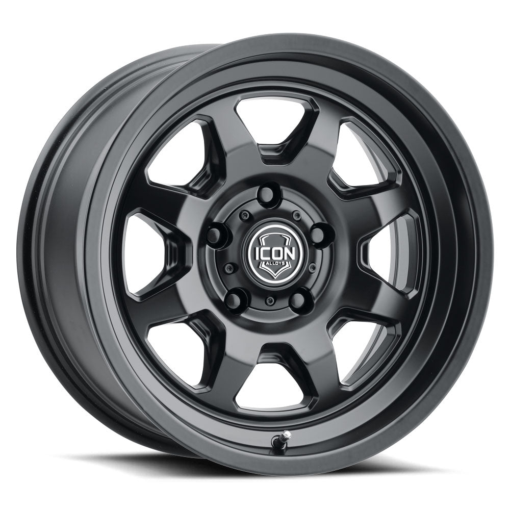 Nuevo 17 X 8.5 5 X 4.5 0MM Offset 4.75 Inch Back Space Satin Black, ICON Alloys