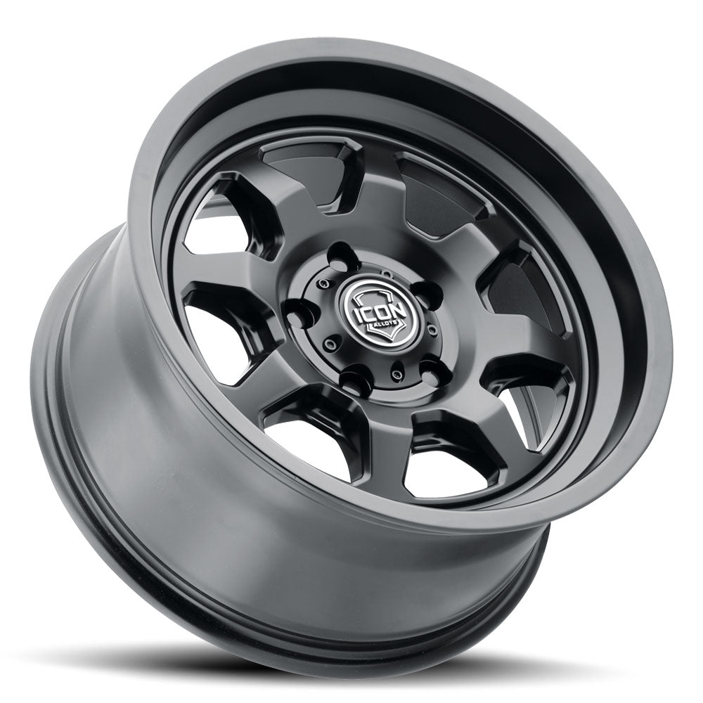 Nuevo 17 X 8.5 5 X 4.5 0MM Offset 4.75 Inch Back Space Satin Black, ICON Alloys