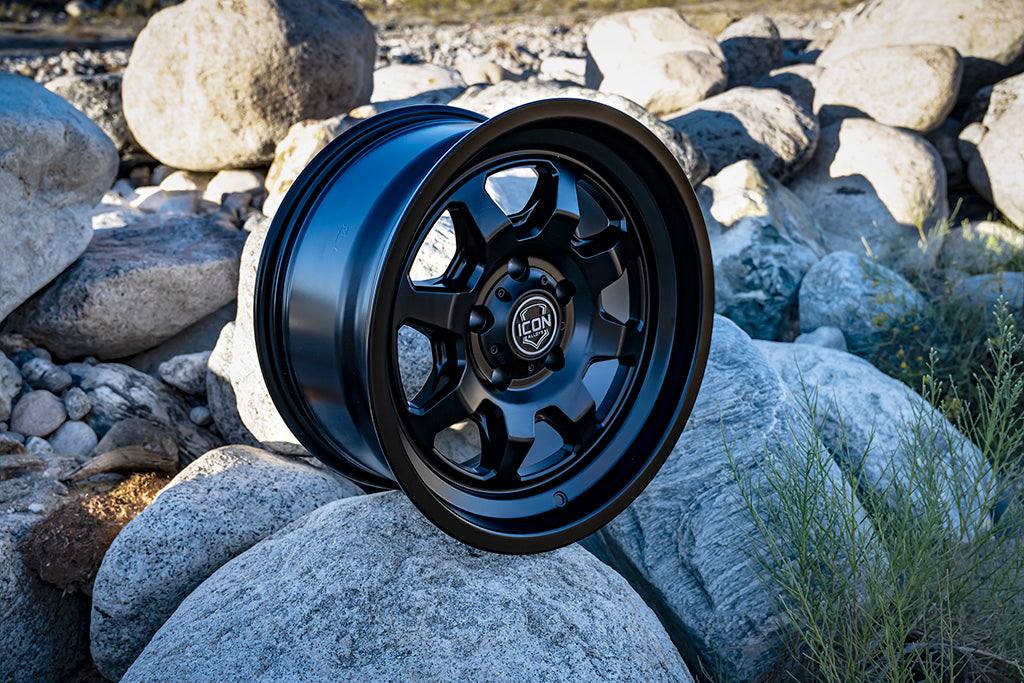 Nuevo 17 X 8.5 5 X 4.5 0MM Offset 4.75 Inch Back Space Satin Black, ICON Alloys