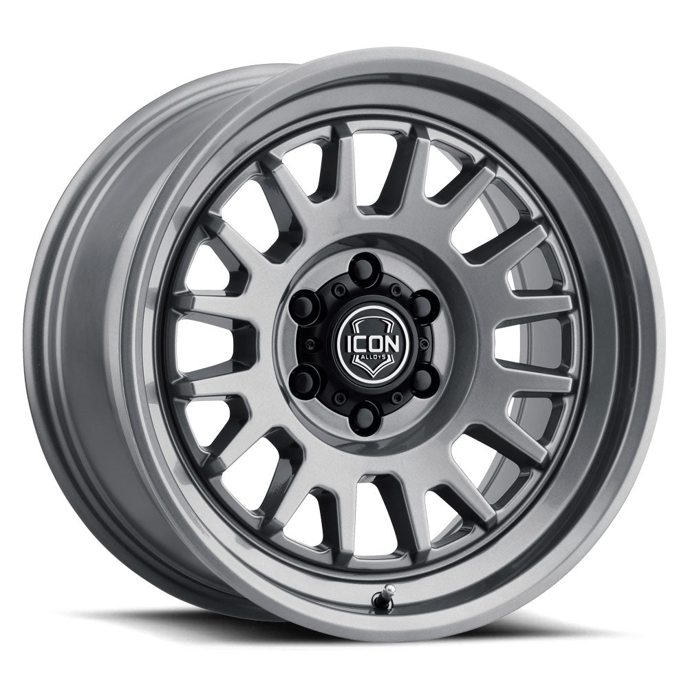 Anza 17 X 8.5 / 5 X 5 -6MM Offset 4.5 Inch Back Space Gun Metal, ICON Alloys