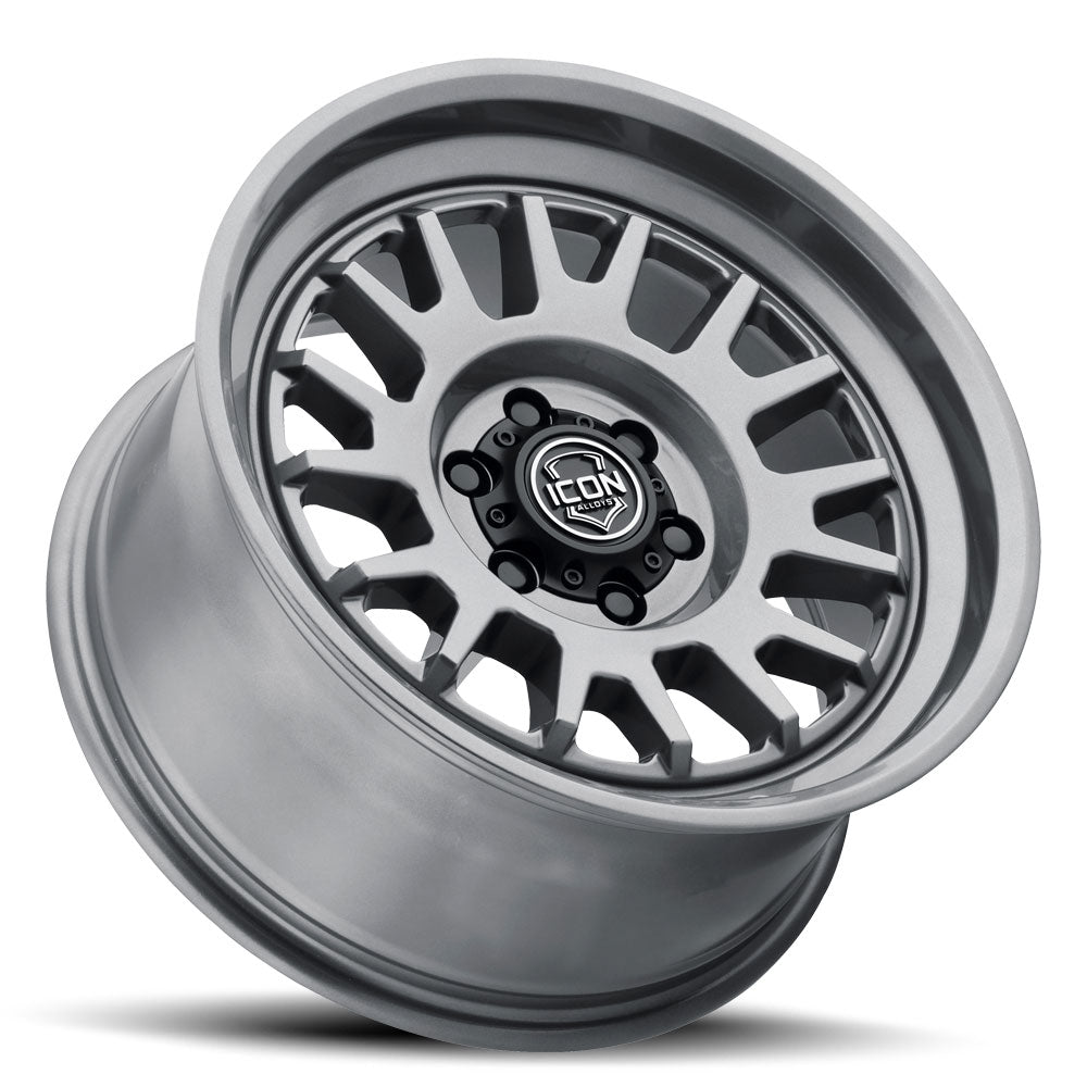 Anza 17 X 8.5 / 5 X 5 -6MM Offset 4.5 Inch Back Space Gun Metal, ICON Alloys