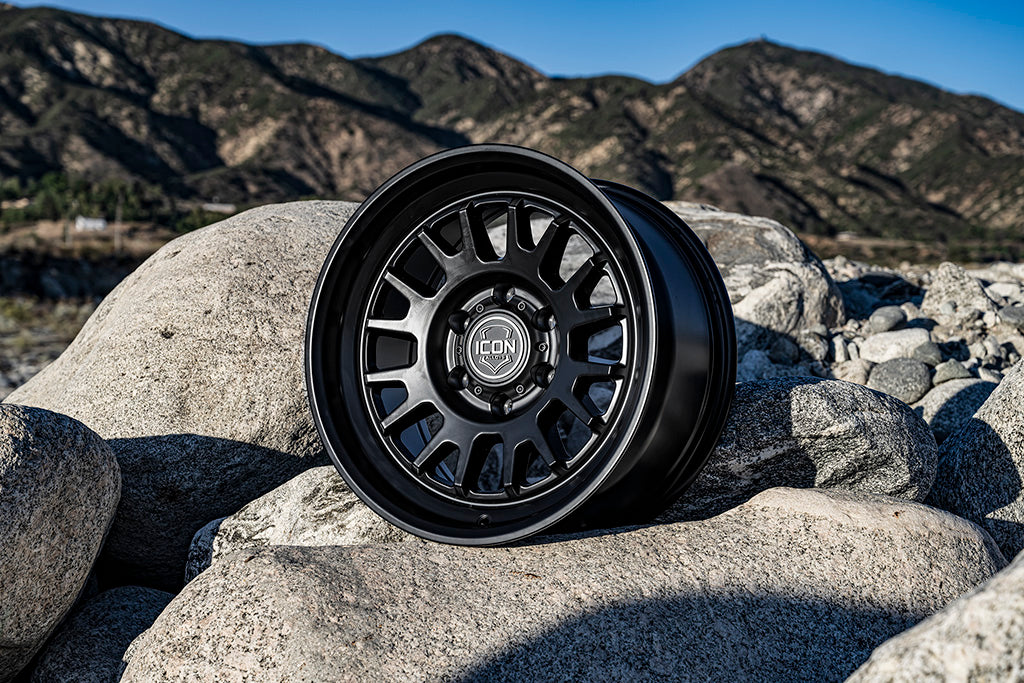Anza 17 X 8.5 / 5 X 5 -6MM Offset 4.5 Inch Back Space Satin Black, ICON Alloys