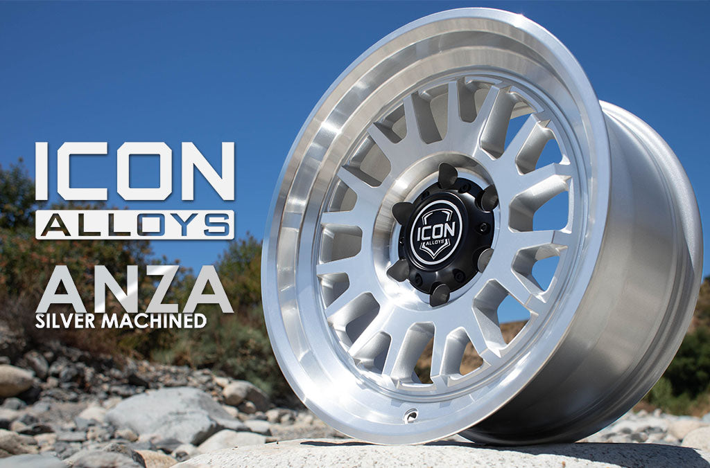 Anza 17 X 8.5 / 5 X 5 -6MM Offset 4.5 Inch Back Space Sliver Machined, ICON Alloys