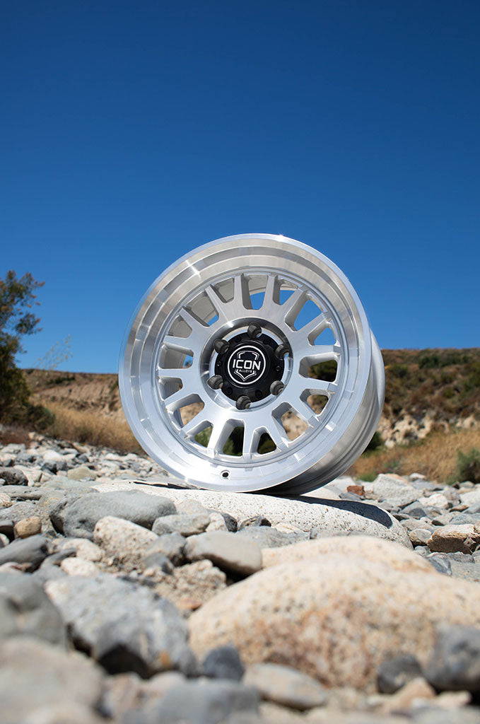 Anza 17 X 8.5 / 6 X 5.5 0MM Offset 4.75 Inch Back Space Sliver Machined, ICON Alloys