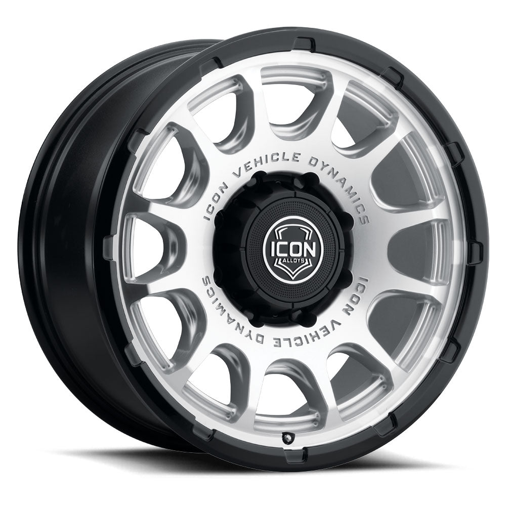 Rancho 20 X 9 Silver Machined W/ Gloss Black Lip, ICON Alloys