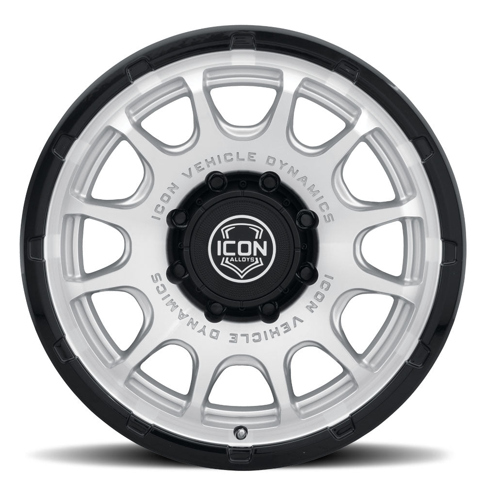 Rancho 20 X 9 Silver Machined W/ Gloss Black Lip, ICON Alloys