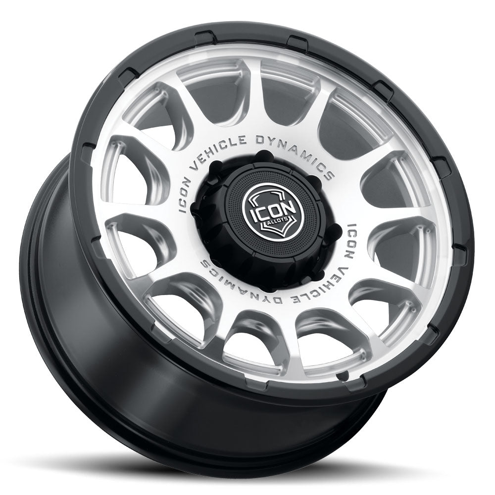 Rancho 20 X 9 Silver Machined W/ Gloss Black Lip, ICON Alloys