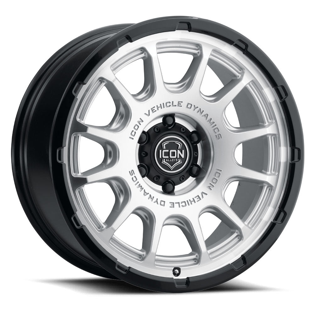 Rancho 20 X 9 Silver Machined W/ Gloss Black Lip, ICON Alloys