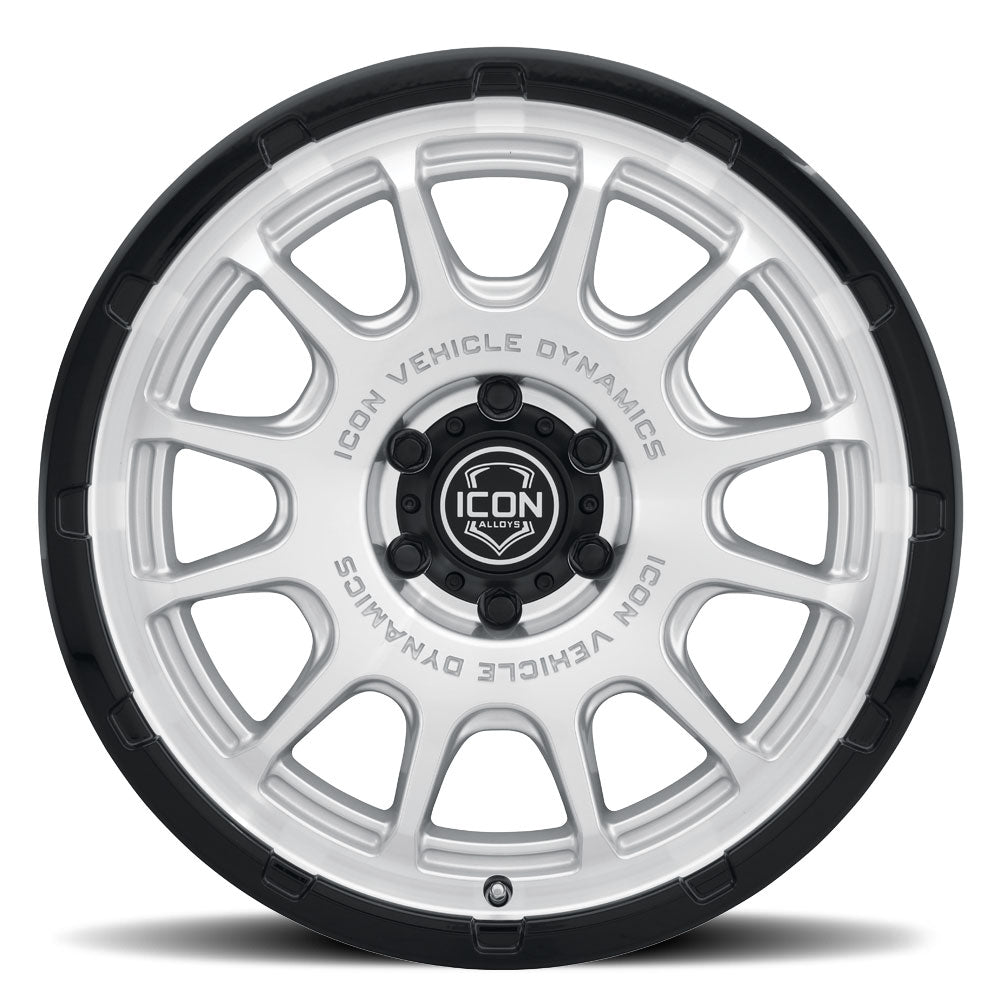 Rancho 20 X 9 Silver Machined W/ Gloss Black Lip, ICON Alloys