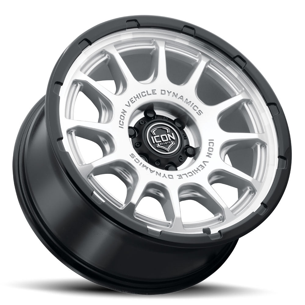 Rancho 20 X 9 Silver Machined W/ Gloss Black Lip, ICON Alloys