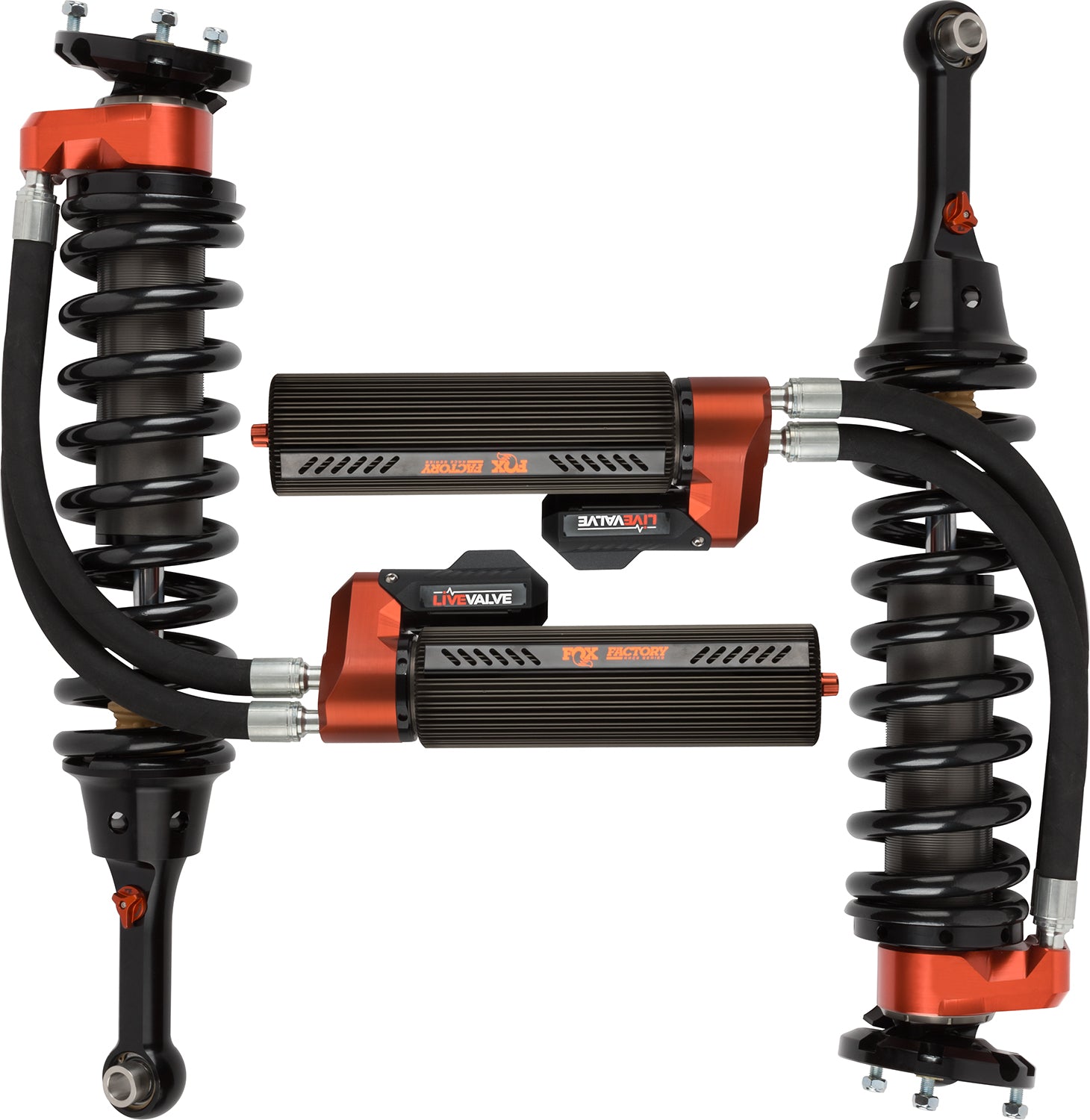 19-On Ford Raptor Front Coilover Live Valve Internal Bypass 3.0 Series Remote Reservoir 7.9 Inch 0-2 Inch Lift Kit Fox Shocks