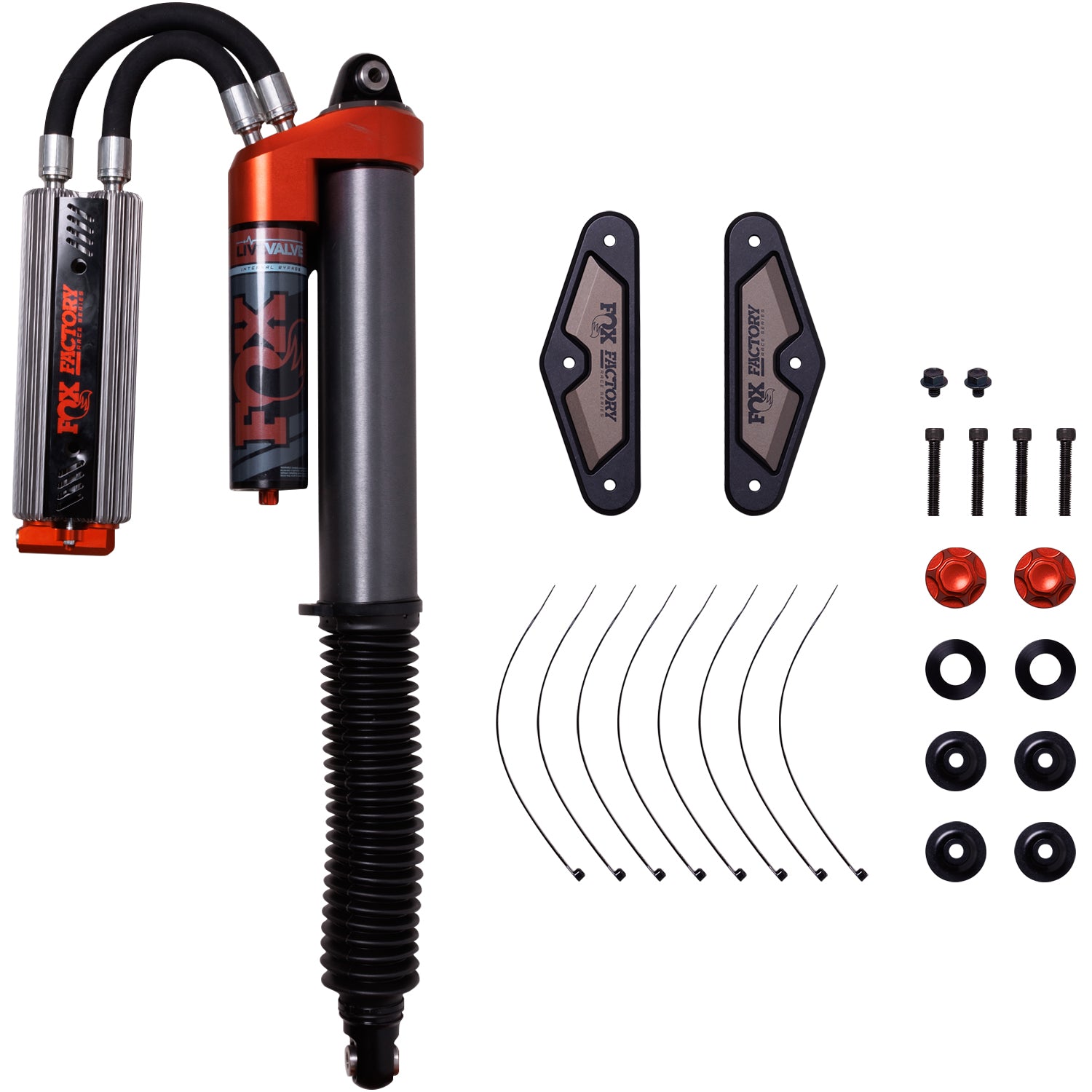 21.5-On Ford Raptor Rear Live Valve Internal Bypass 3.0 Series Piggy-Back External Cooler 0-1 Inch Lift Kit Fox Shocks