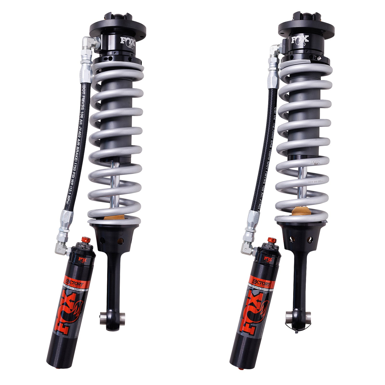 10-14 Ford Raptor Front Coilover Internal Bypass 3.0 Series Remote Reservoir 7.6 Inch 0-2 Inch Lift Cerakote Dual Speed Compression Kit Fox Shocks