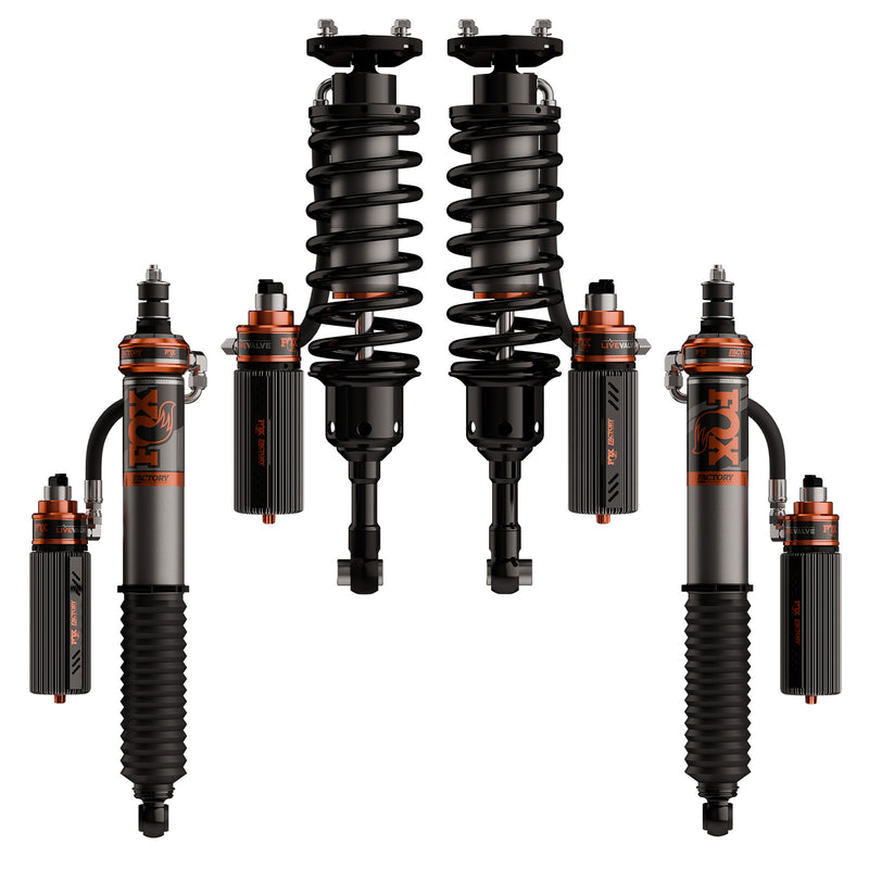 24-On Toyota Tacoma Internal Bypass 3.2 Truck Factory Race Series Live Valve Connected Suspension Kit Fox Shocks