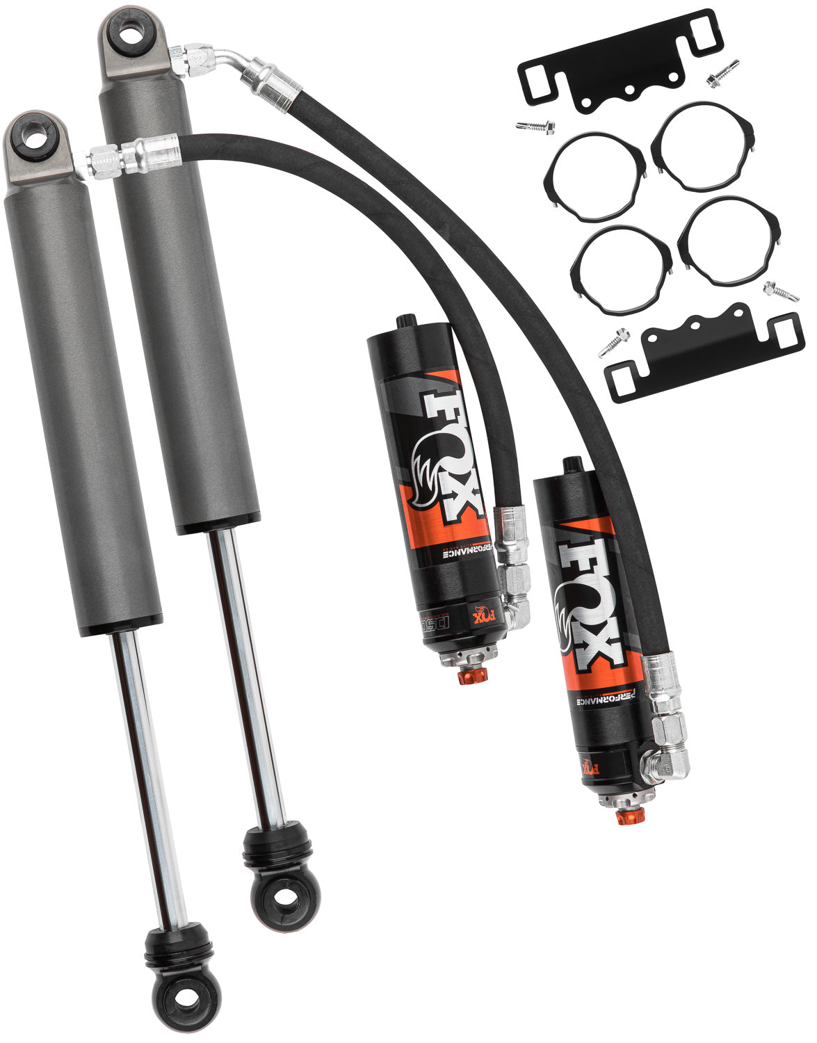 19-On Gm 1500 Rear 2.5 Truck Performance Elite Series Remote Reservoir 10.5 Inch Non-Tb/Non-At4 2.5-4 Inch Lift Tb/At4 0-2 Inch Lift Dual Speed Compression Kit Fox Shocks