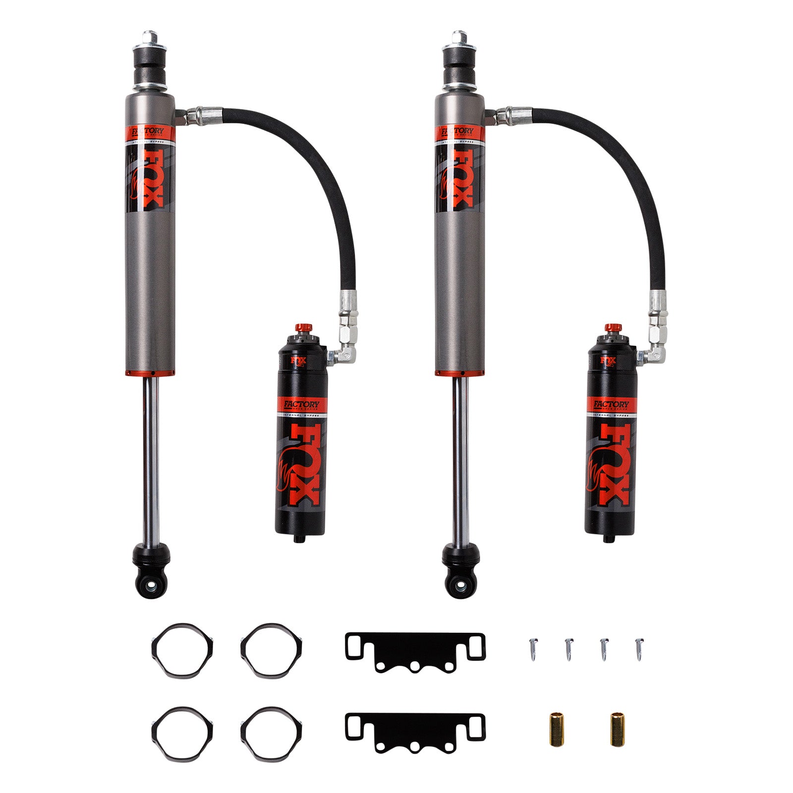 05-23 Toyota Tacoma Rear 2.5 Truck Factory Race Series Internal Bypass Remote Reservoir 0-1.5 Inch Lift Dual Speed Compression Kit Fox Shocks