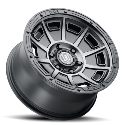 ICON Victory 17x8.5 5x4.5 0mm Offset 4.75in BS Smoked Satin Black Tint Wheel-LTW Motorsports