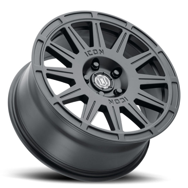 ICON Ricochet 17x8 5x108 38mm Offset 6in BS Satin Black Wheel-LTW Motorsports