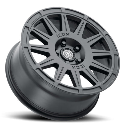 ICON Ricochet 17x8 5x100 38mm Offset 6in BS Satin Black Wheel-LTW Motorsports