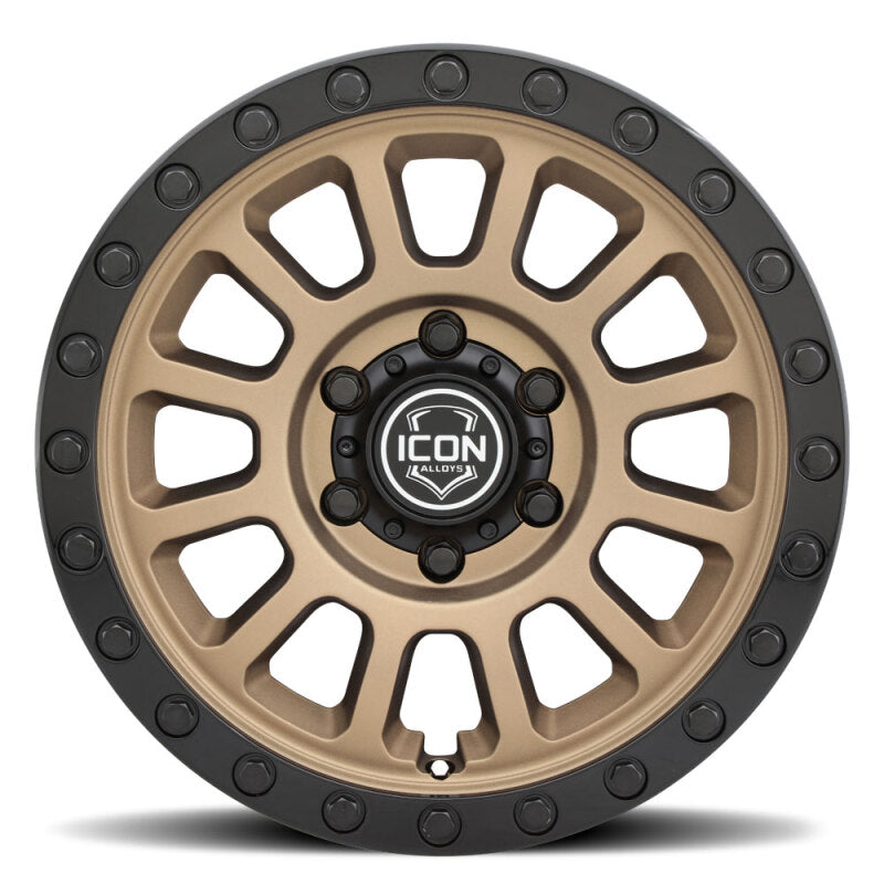ICON Hulse 17x8.5 / 6x5.5 / 25mm / 5.75in BS Satin Bronze w/ Gloss Black Lip