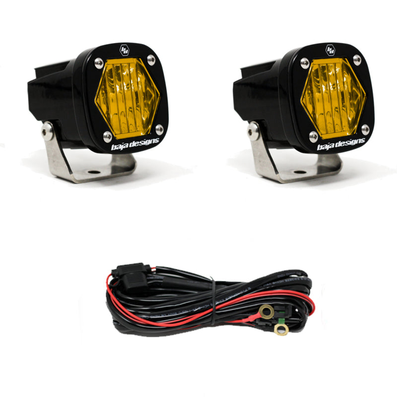 Baja Designs S1 Amber Wide Cornering LED Light w/ Mounting Bracket Pair-LTW Motorsports