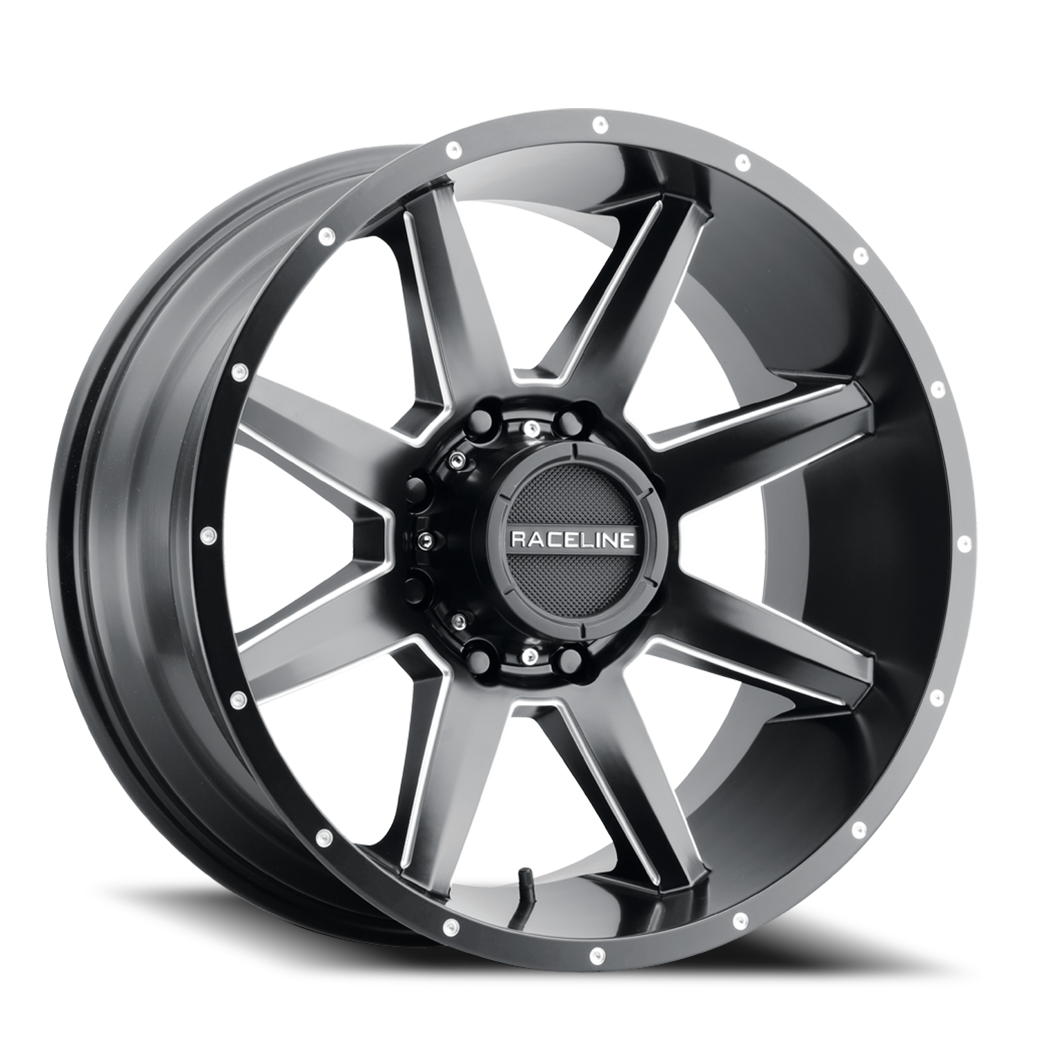 Aluminum Wheels 20x10 Stryker 954M Satin Black Milled-Dimples Raceline Wheels