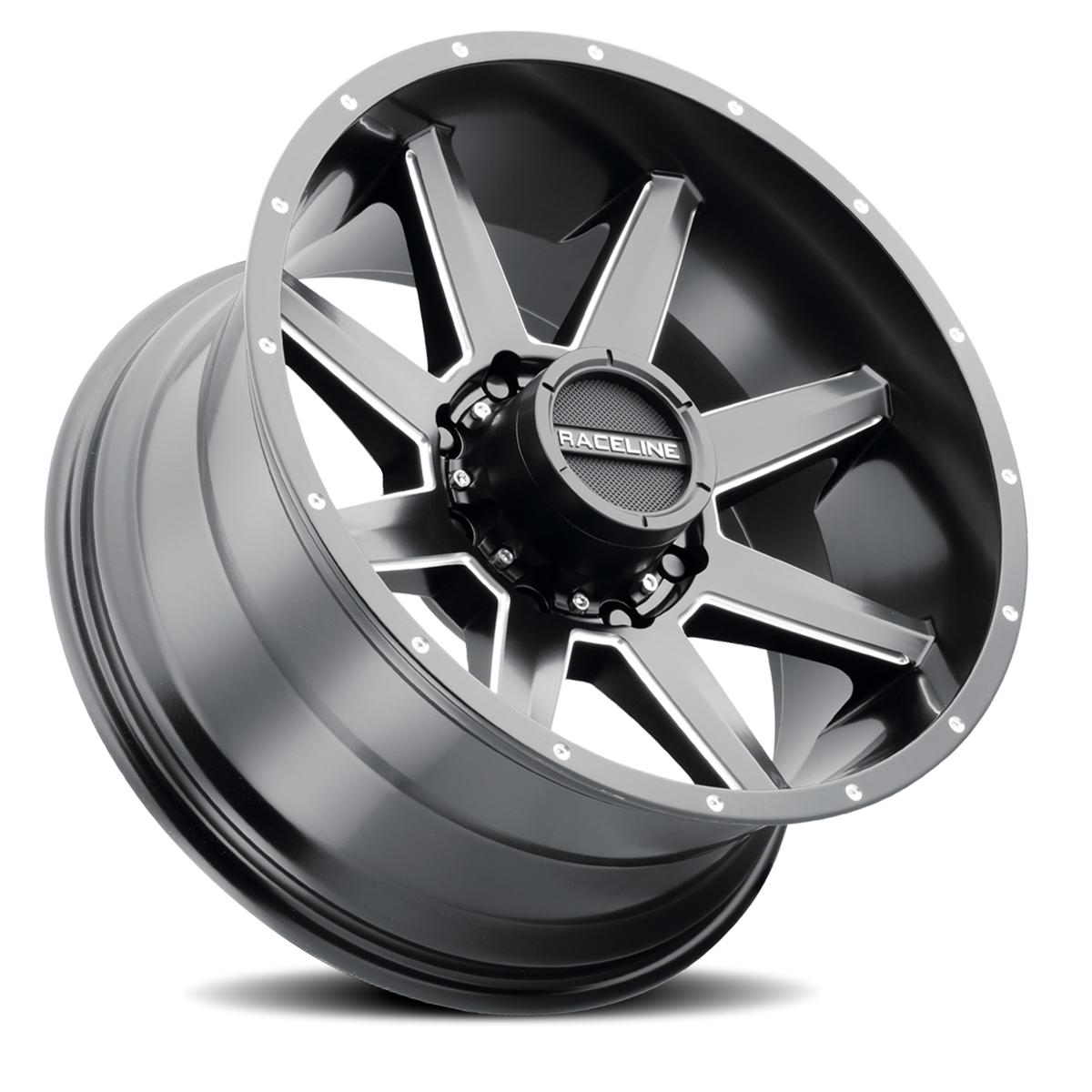 Aluminum Wheels 20x10 Stryker 954M Satin Black Milled-Dimples Raceline Wheels