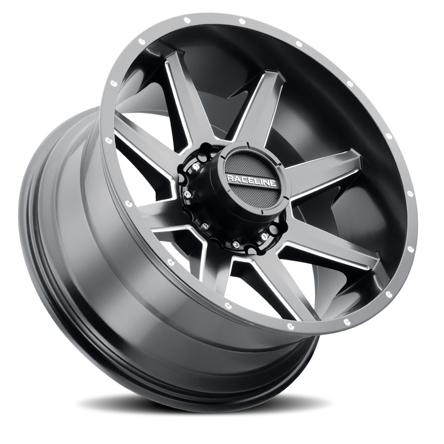 Aluminum Wheels 20x9 Stryker 954M Satin Black Milled-Dimples Raceline Wheels