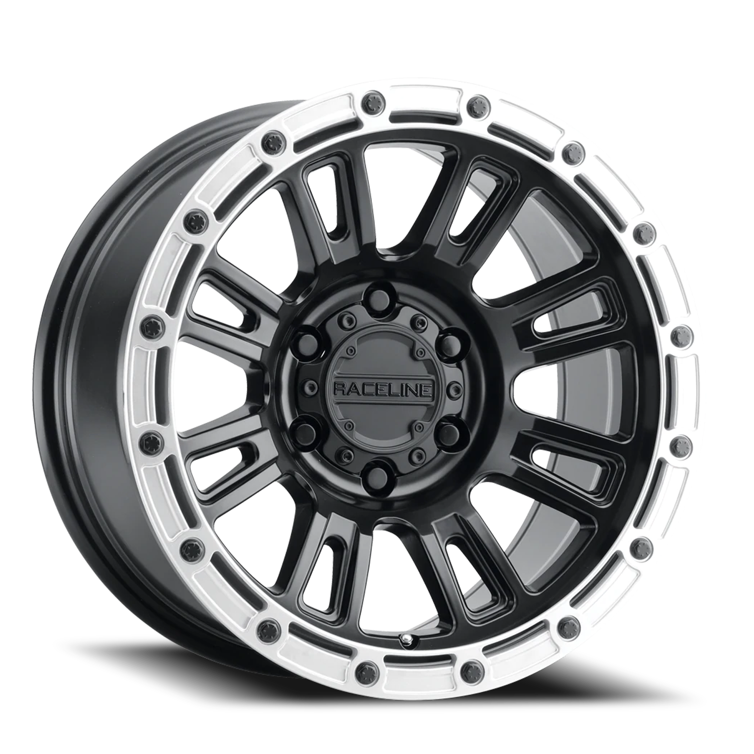Aluminum Wheels 17x9 Compass 956BS Satin Black Silver Ring Raceline Wheels